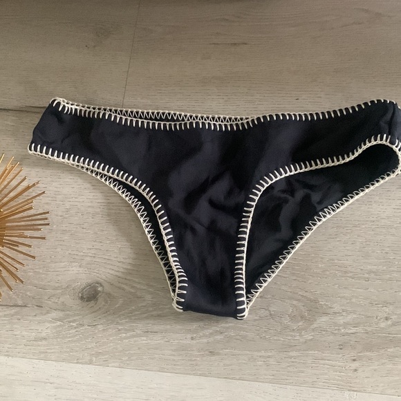 Set of 2 Victorias Secret Bikini Bottoms Size M embroidered Black solid - Picture 3 of 10